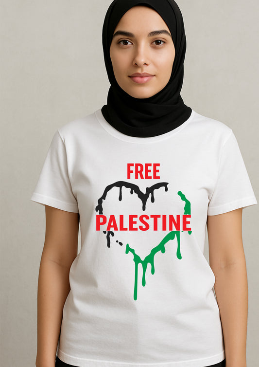 Free Palestine Heart Graphic Tee, Unisex Jersey Shirt, Supportive T-Shirt